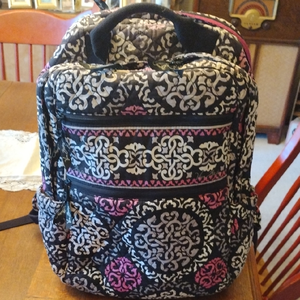 Vera Bradley Black and Pink Backpack with Elegant Design